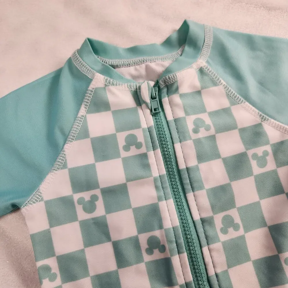 Disney Baby Mickey Mouse One-Piece Checkered Swimsuit - 6 months